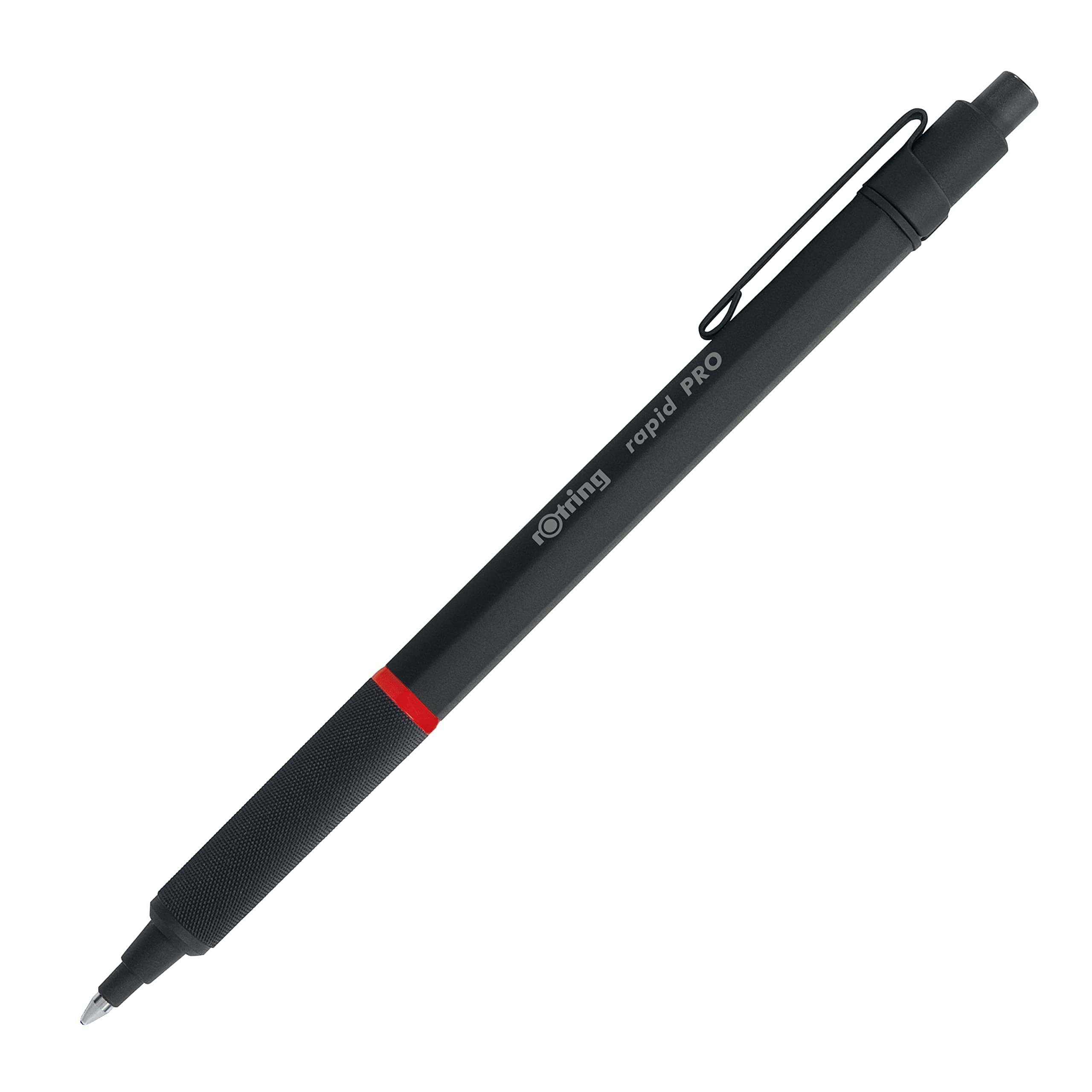 Rapid Pro Retractable Ballpoint Technical Drawing Pen | Medium Point | Blue Ink | Black Full-Metal Body