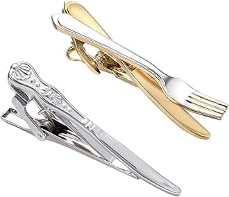 RunootPR 2Pcs Tie Clip Set for Men Unique Silver Gold Black Tie Clip Personal...