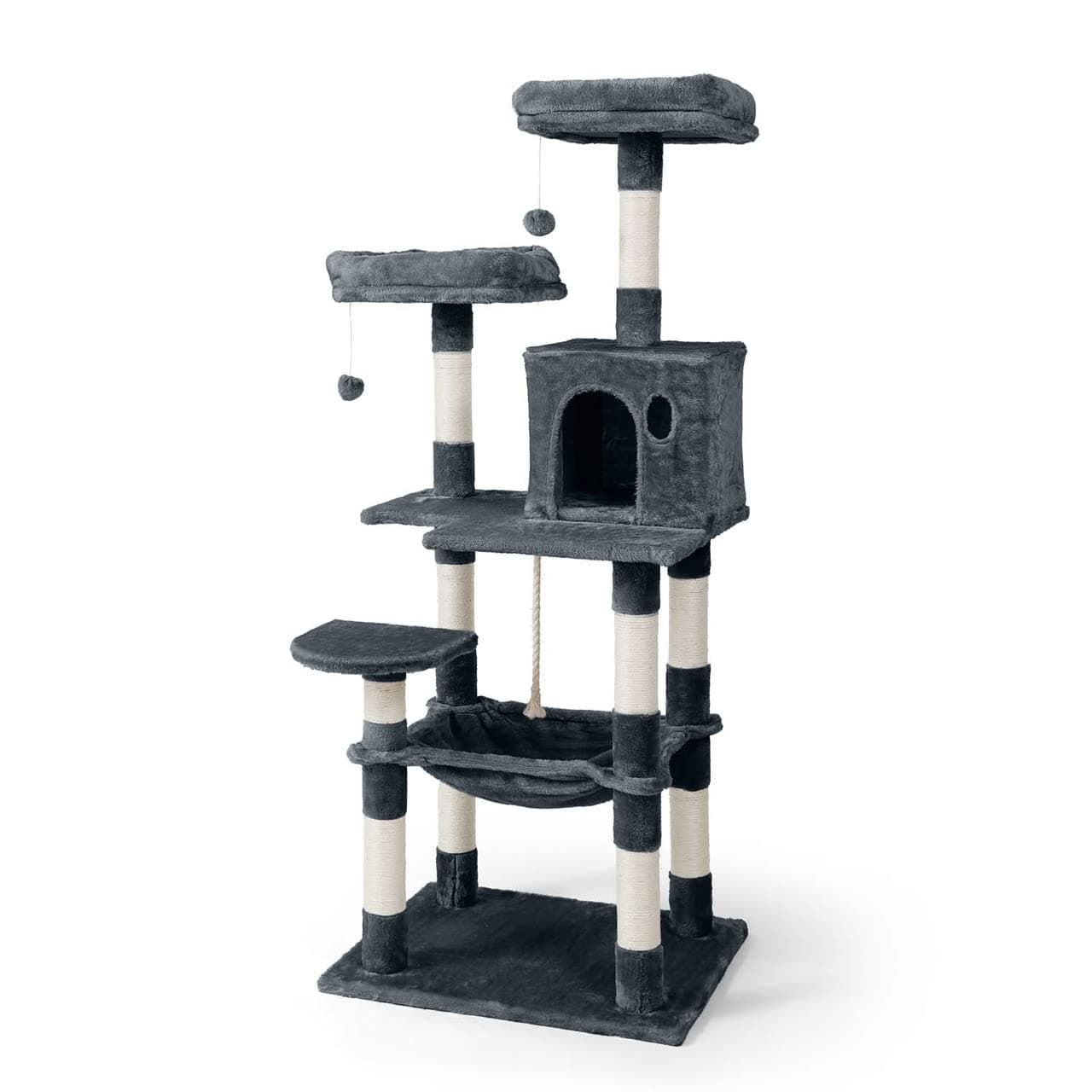 CAPHAUS 58-Inch Cat Tree, Smoky Grey
