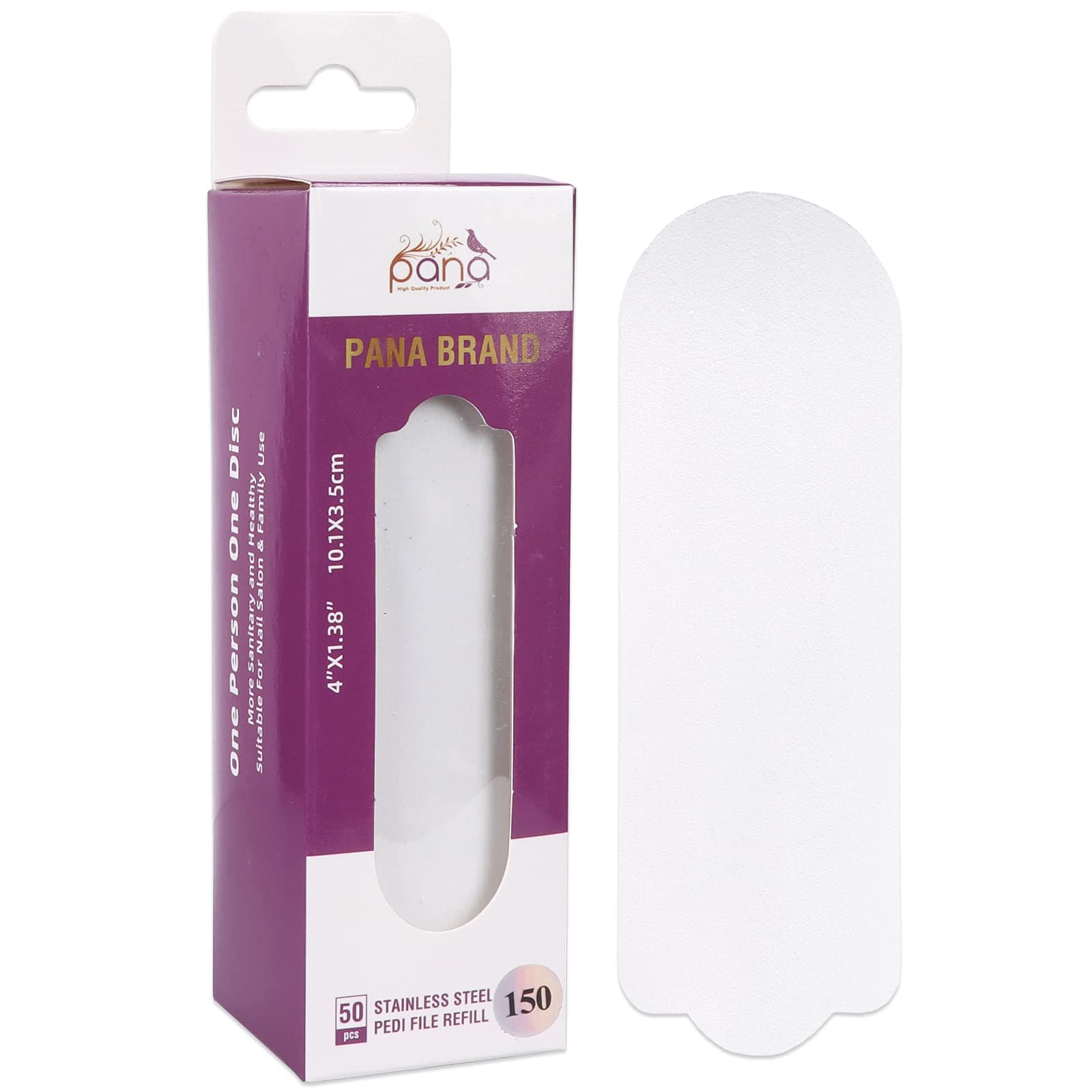 PANA 50 Pieces Small White Pedi File Refill for Stainless Steel Foot File Sanding Foot Rasp - Easy Strip Peel Pedicure Refill Pads - Grit 150