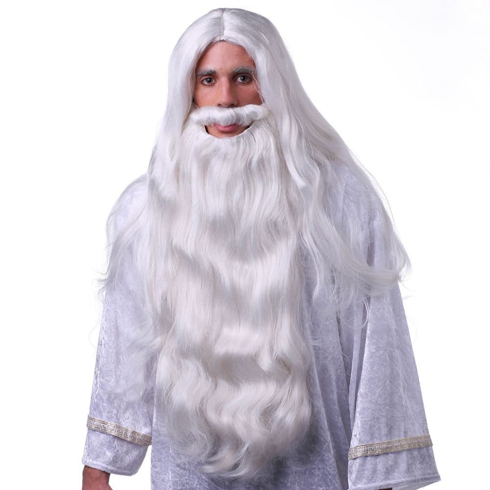 WHITE WIZARD BEARD HAIR SYNTHETIC WIG