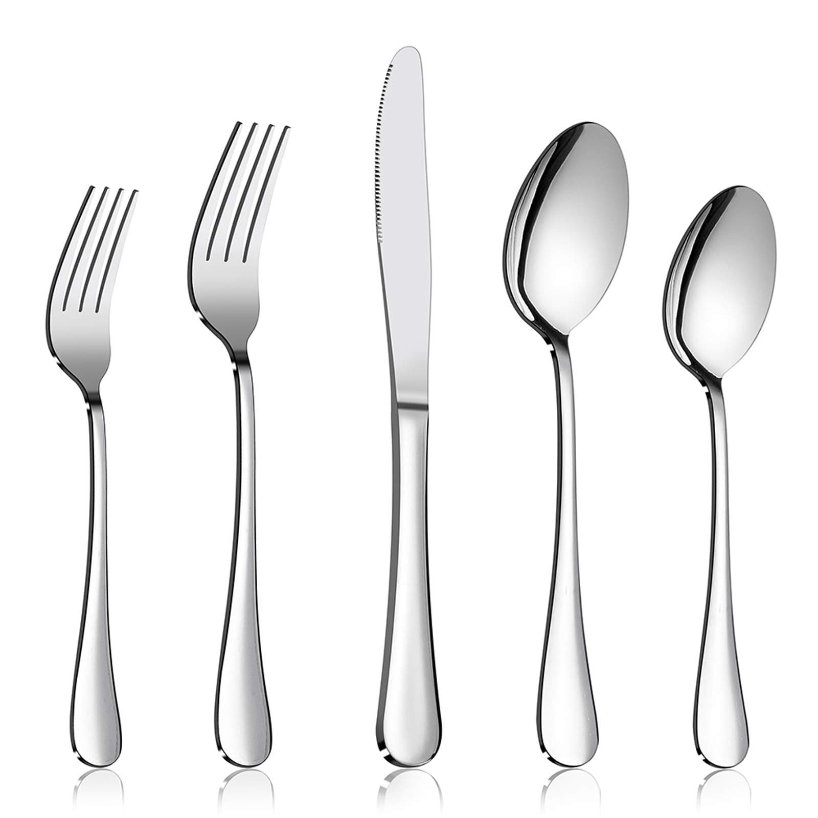 Flatware Set, E-far 20-Piece Silverware Set Stainless Steel Cutlery Set for Kitchen Hotel Restaurant, Mirror Polished & Dishwasher Safe - Service for 4