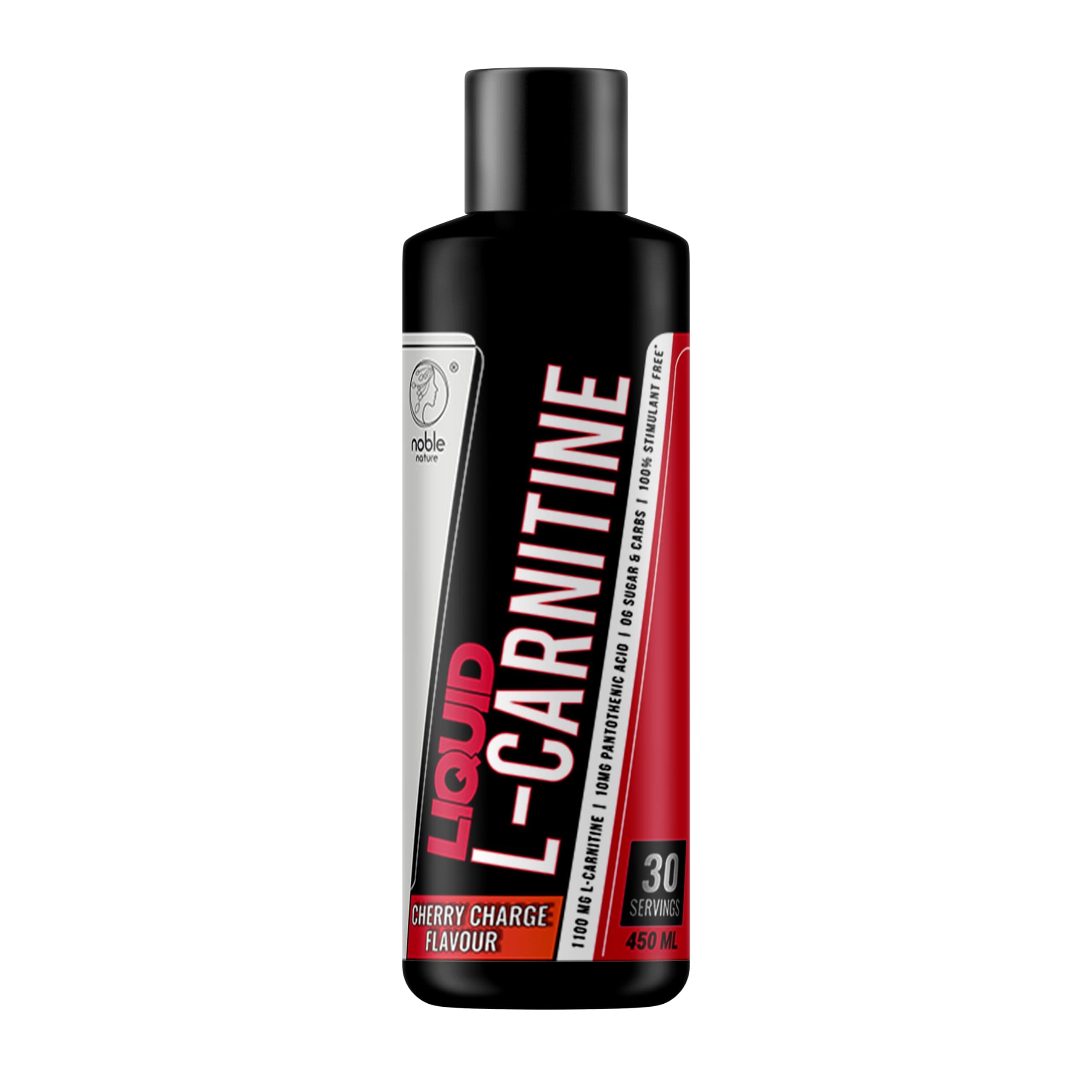 Noble Nature Liquid L Carnitine Form Cherry Charge Flavored : 450ml, 30 Servings - Enhanced with Pantothenic Acid