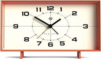NEWGATE® Wideboy Alarm Clock | Rectangular Retro Design | Pumpkin Orange | Mid-Century dial | Ideal for Bedside, Desk, Mantel or Shelf | Retro Bedroom & Office Accessory