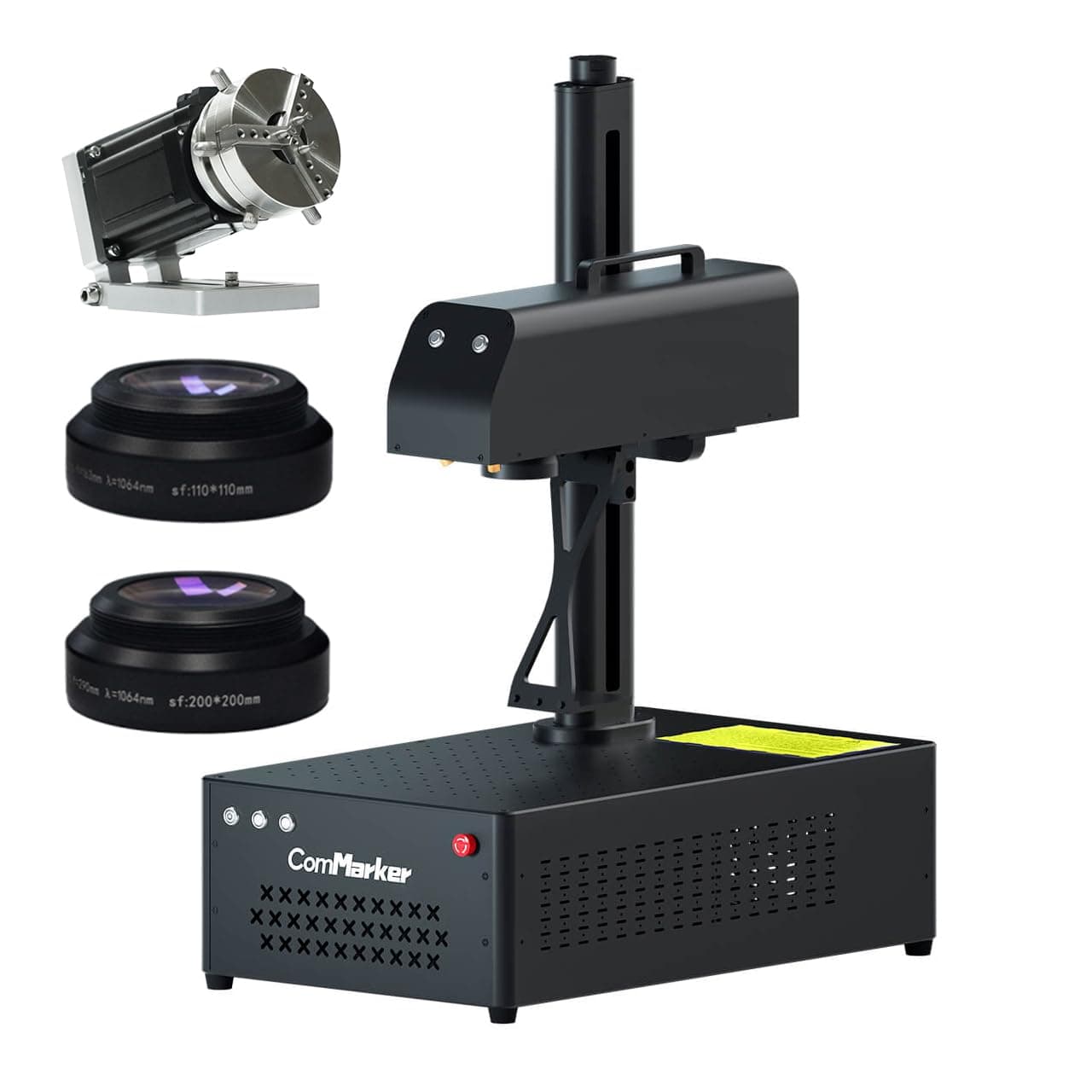 ComMarker B4 100W Max Fiber Laser Engraver with Rotary Axis,Support LightBurn Laser Engraving Machine with 2 Different Size Lens,Fiber Laser Marking Machine for Jewelry,Sliver,Tag,Tumblers,Brass