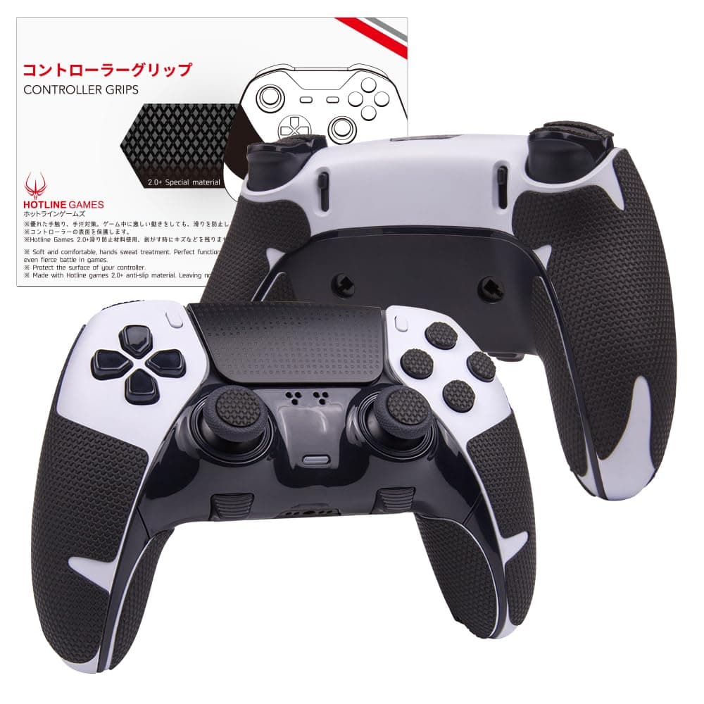 HOTLINEGAMES Controller Grips Compatible with PS5 Dualsense Edge, PlayStation 5 Controller Accessories, Skin Kit, Anti-Slip Grip Tape, Sweat-Absorbent, Easy to Apply (Handle Grips+Buttons+Triggers)