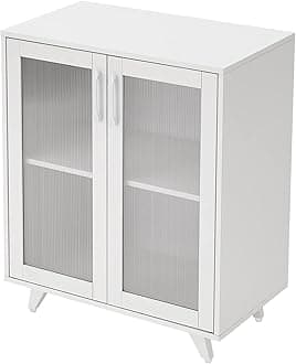 Kitchen Buffet Server Table Accent Sideboard Cupboard Server Buffet Console Table with Doors Cabinet (27inch, White)