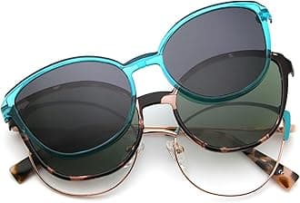 Bauhaus Magnetic Clip on Sunglasses for Men & Women Polarized UV Protection Retro Square Eyeglasses Fit Over Night Driving