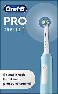 Oral-B Pro 1 Electric Toothbrushes Adults, Oral B Electric Toothbrush, With 3D Cleaning, 1 Toothbrush Head, Gum Pressure Control, 2 Pin UK Plug, Blue, Travel Electric Toothbrush
