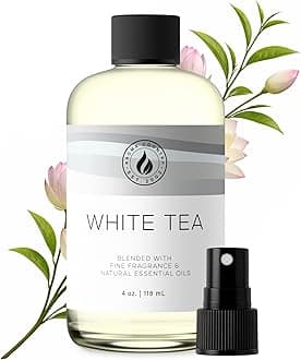 White Tea Diffuser Oil - Luxury Essential Oils for Diffuser Refill & Air Freshener Room Spray, Long-Lasting, Natural Home Fragrance and Hotel Scent for Diffusers & Machines (4 Fl. oz)