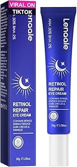 Retinol Eye Cream, Hydrating Under Eye Care Daily Wrinkle Cream, Infused with AHA30% to Smooth and Hydrate Skin, Eye Crea for Dark Circles Treatments, Reduce Under Eye Bags, Smooth Wrinkles (1.06 Oz)