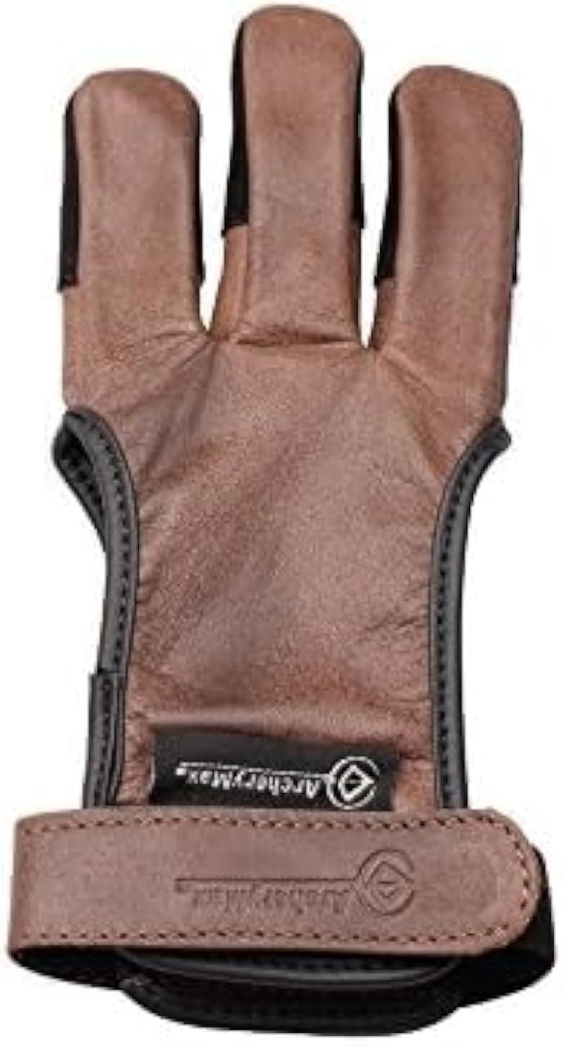 Handmade Brown Leather Three Finger Archery Gloves