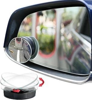 Suction Cup Blind Spot Mirror, Ampper 2" HD Glass Frameless Removable Convex Wide Angle Rear View Mirror (Round, Pack of 2)