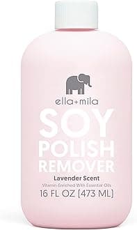 ella+mila Soy Nail Polish Remover Non-Acetone Nail Polish Remover - Non-Toxic Fingernail Polish Remover - For Natural Nail Polishes - Enriched with Lavender Essential Oil & Vitamins A,C & E (16 fl oz)