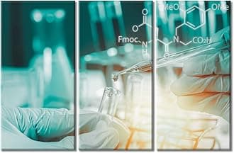 Clinical Laboratory Artwork Canvas Wall Art Scientist Hand Holding Test Tubes Laboratory Research Painting Bedroom Living Room 3 Pieces Wall Decor for Living Room Framed Ready to Hang , 60"Wx40"H