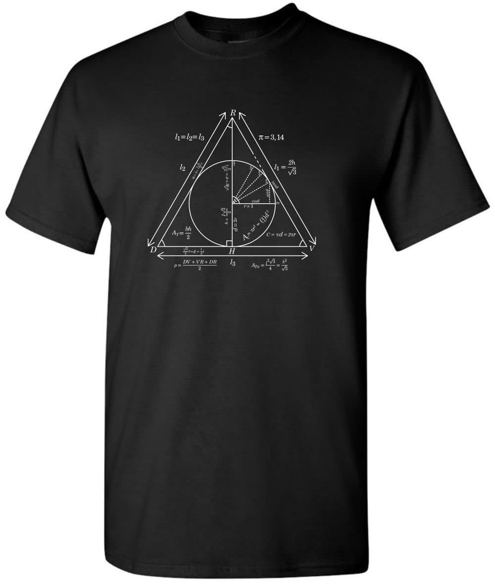 Curiositees 'Mathly Hallows' Funny Fandom Inspired Deathly Hallows Tee (Large)