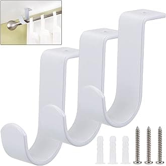 Sumnacon 3Pcs Ceiling Mount Curtain Rod Brackets - Metal Single Hanging Brackets for 5/8-1Inch Rod - Heavy Duty for Living Room Bedroom Drapery, White
