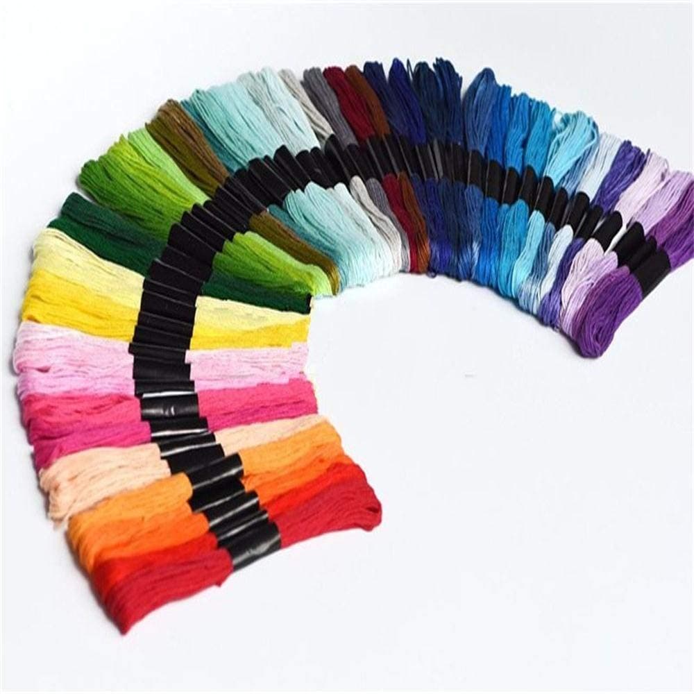 Jspoir Melodiz Embroidery Threads with Tool Set,Soft Cross Stitch Threads Rainbow Color Sewing Floss with Needle Tool Set (50pcs)