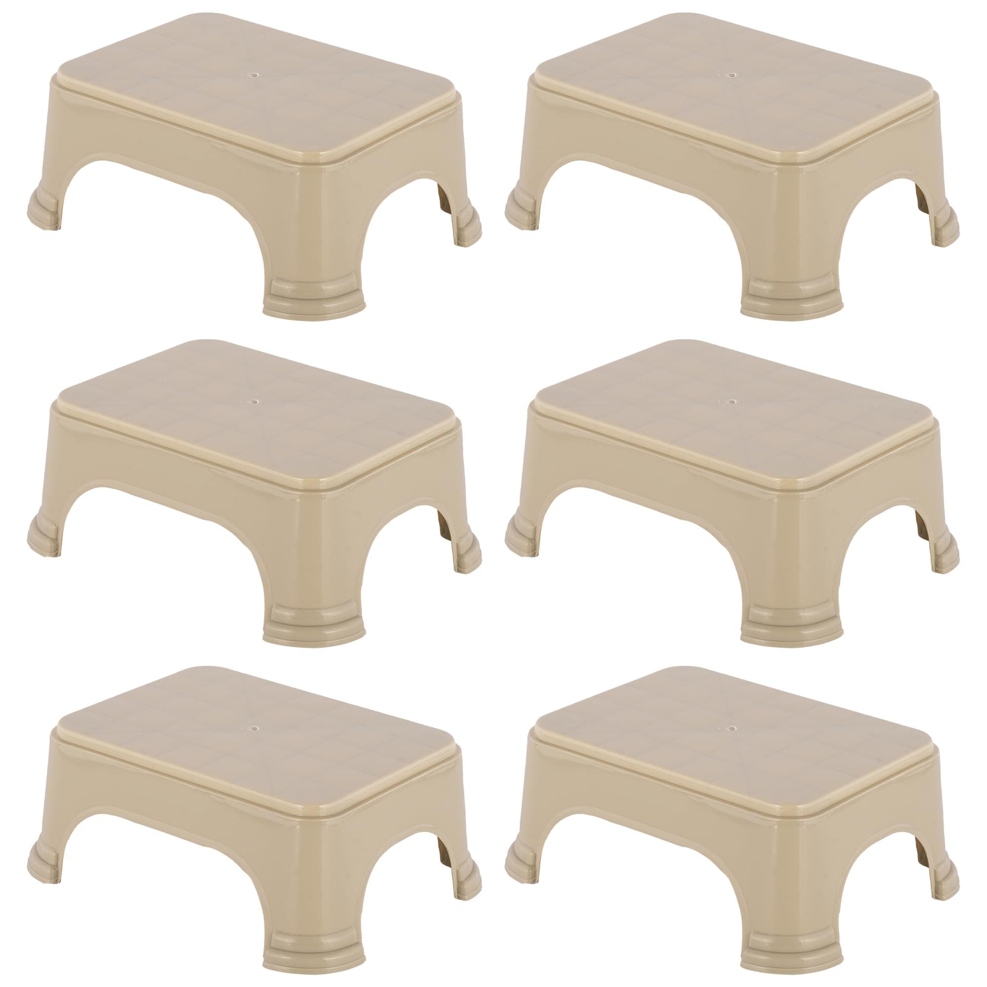 Kuber Industries Pack of 6 Durable Bathroom Stool for Bathing | Comfortable Indoor Machiya for Sitting | Senior Citizens Bath Stool & Adults Patla Chair for Home | Plain P6 - Beige