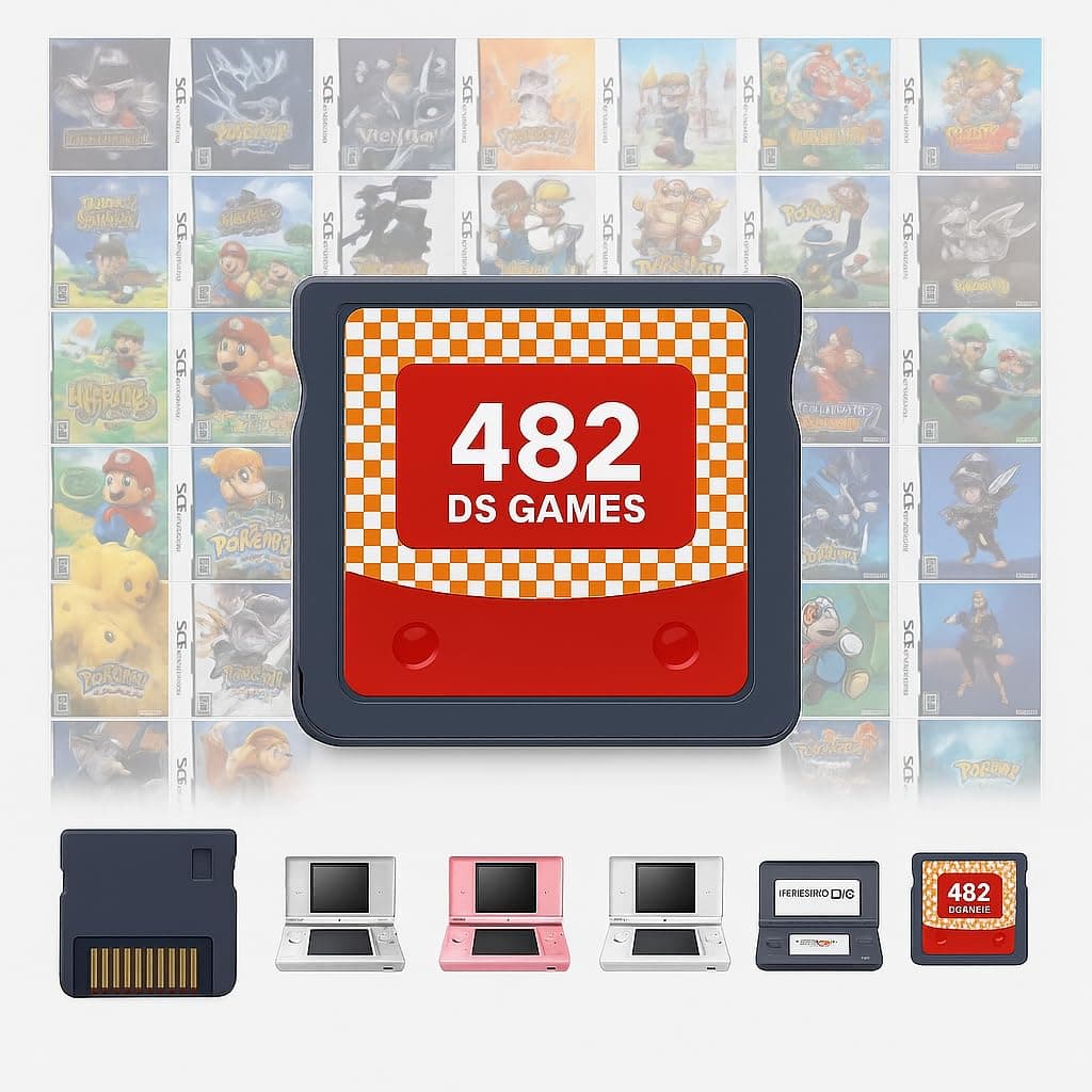 SP LLC. DS Game, 482 in 1 Game Cartridge Multicart, Game Pack Card Super Combo for DS DSL DSi 3DS 2DS XL/LL
