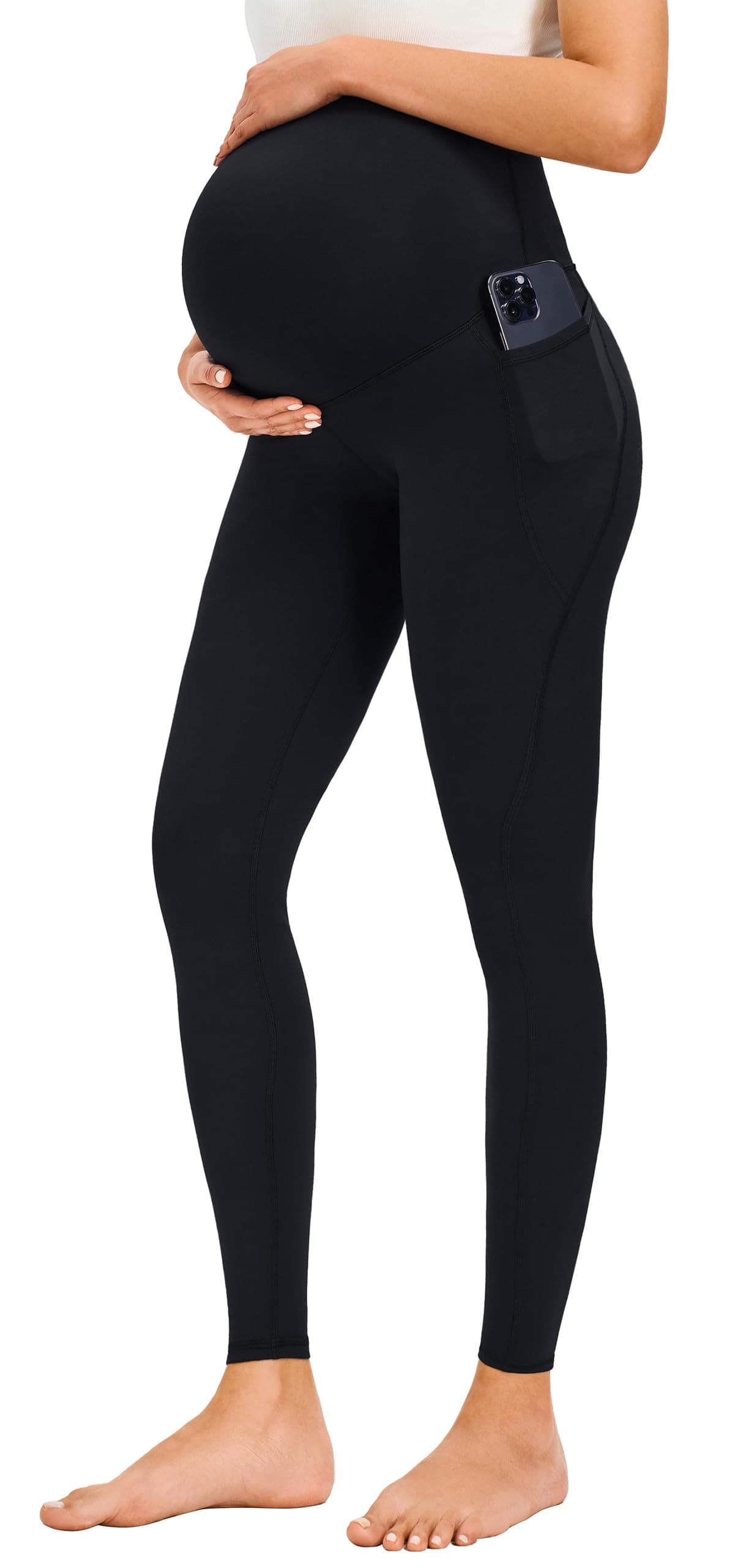 JOYSPELS Smooth Feeling Maternity Leggings Over The Belly with Pockets Workout Pregnancy Pants
