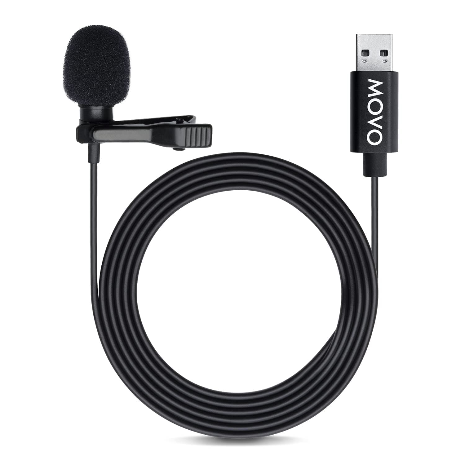 Movo M1 USB Lavalier Lapel Clip-on Omnidirectional Computer Microphone for Laptop, PC and Mac, Perfect Podcasting, Gaming, Streaming and Desktop Mic (20-Foot Cord)