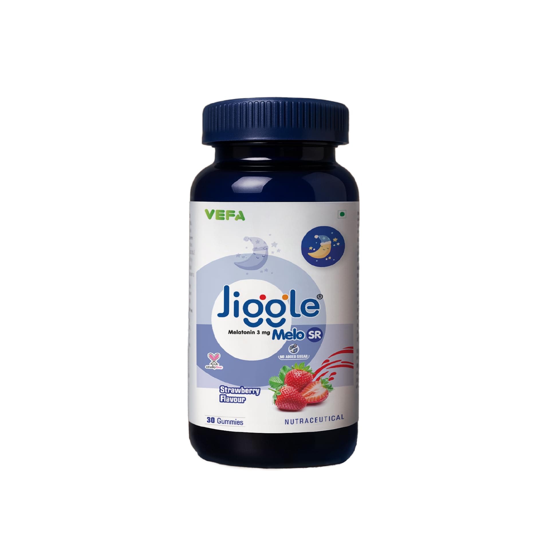 Jiggle Melo SR I 3mg Melatonin Gummies for Sleep I Sustained Release Melatonin | No Added Sugar I Kids Safe & Non Habit Forming I Strawberry Flavour I 30 Gummies