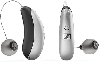 Sennheiser All-Day Clear Bluetooth Hearing Aids - OTC Hearing Aids with Bluetooth - Self-Fitting, Programmable Sound - FDA Cleared - Light Grey