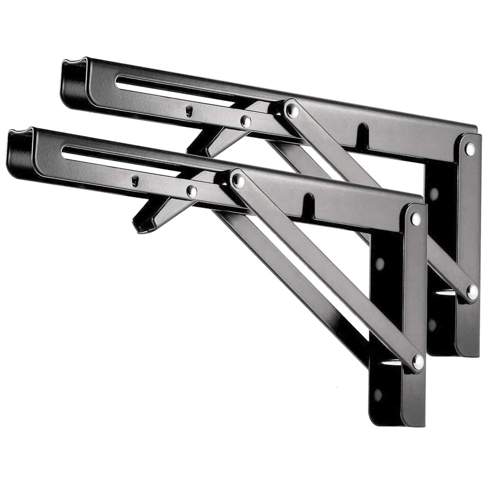 Folding Shelf Brackets 10 Inch - Heavy Duty Metal Bracket Shelf, Wall Mounted Collapsible Bracket for Space Saving Bench Table Outdoor Smoker, Max Load: 150 lb