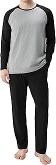 d&a DA Men's Comfort Modal Cotton Long Raglan Sleeve Pajama Set