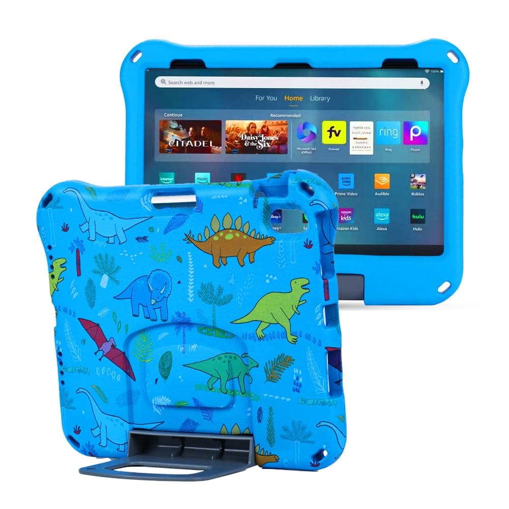 Compatible with iPad 11 A16 iPad 10 10th 11th Gen Dinosaur Tablet Case for Kids Boy Light EVA Kids Friendly Tablet Cover with Handle Kickstand Kid-Pro Shockproof for Boy's Gift Blue KL