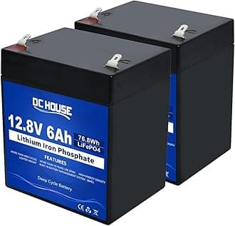 DCHOUSE 2 Pack 12V 6Ah LiFePO4 Lithium Battery with 10A BMS - 4000+ Deep Cycles, Replacement for 7Ah/8Ah Lead Acid, Perfect for Solar, CCTV, UPS, Alarm Systems, Fish Finders|12V 6AH (2packs)