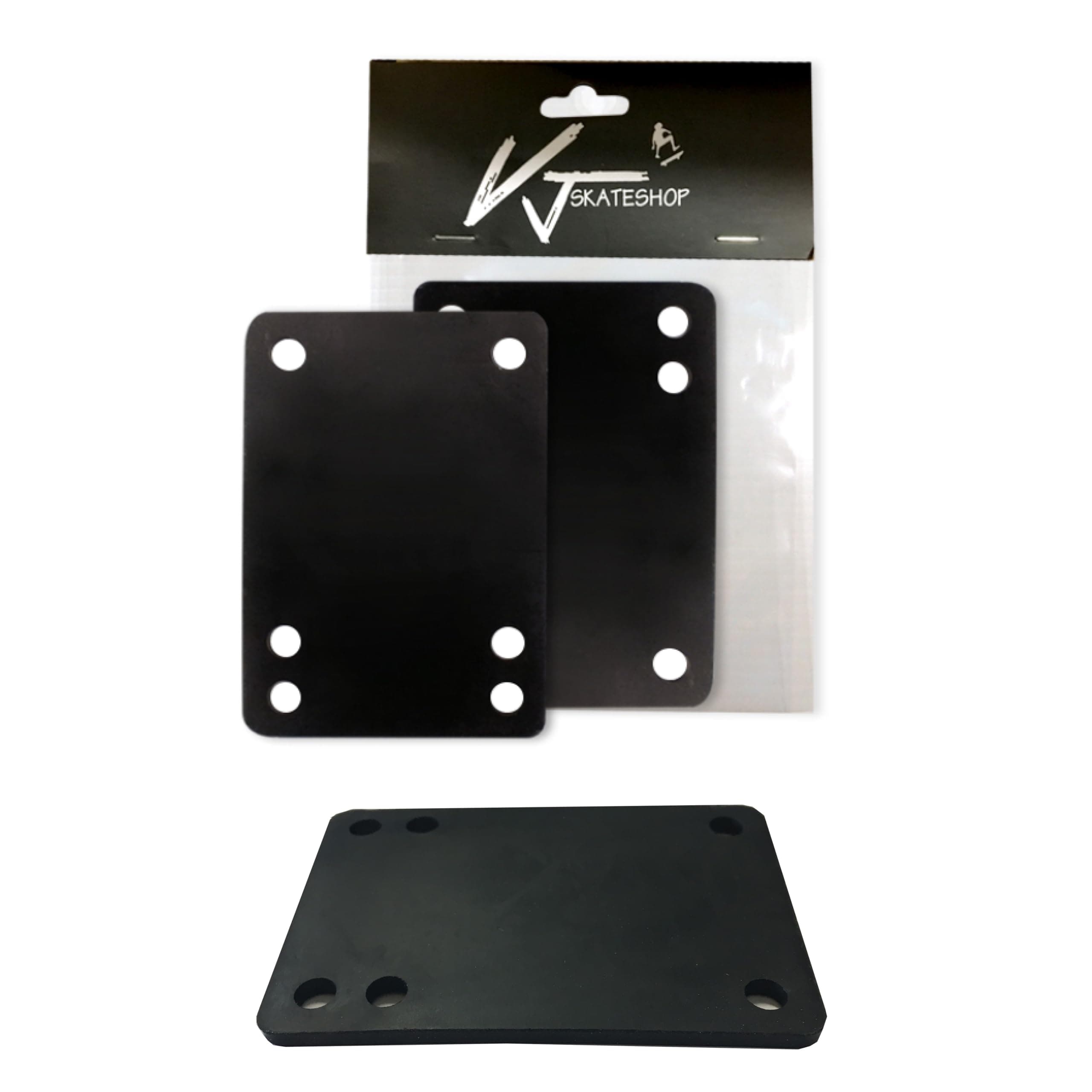 VJ Longboard Skateboard Riser Pads, Rubber, Set of 2, Size 3mm (1/8") 6mm (1/4") 12mm (1/2") 14mm Angle Wedge Riser Pads, Black