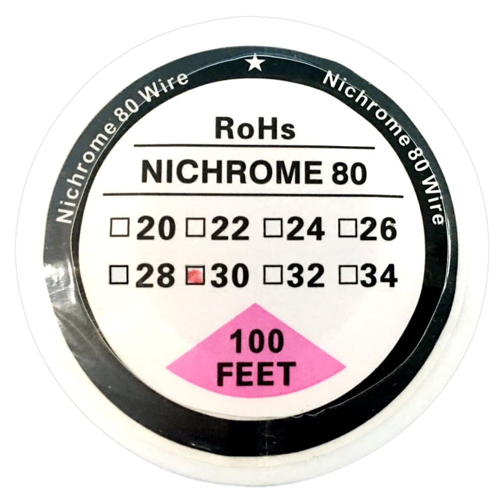 Nichrome 80 Wire Resistance Wire 100ft (30m) Spool 22-32G AWG (30G)