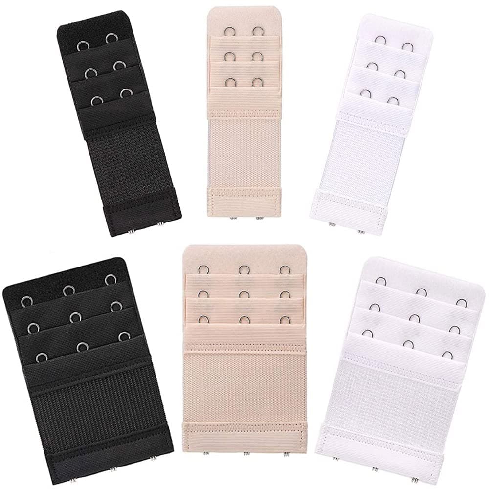 yuangaoshowWomen's Bra Extenders 2 Hook / 3 Hook / 4 Hook/Elastic Stretchy Bra Extension Strap, Soft Comfortable Bra Band, White/Black/Skin Color