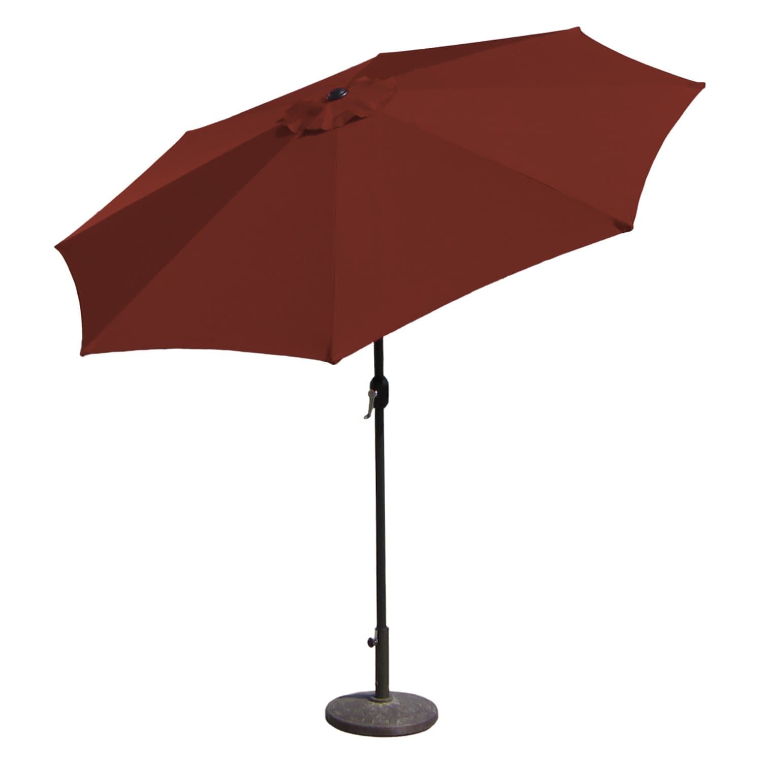Budge Aluminum Patio Umbrella with Crank Lift and Tilt Function, 9 Ft, Burgundy
