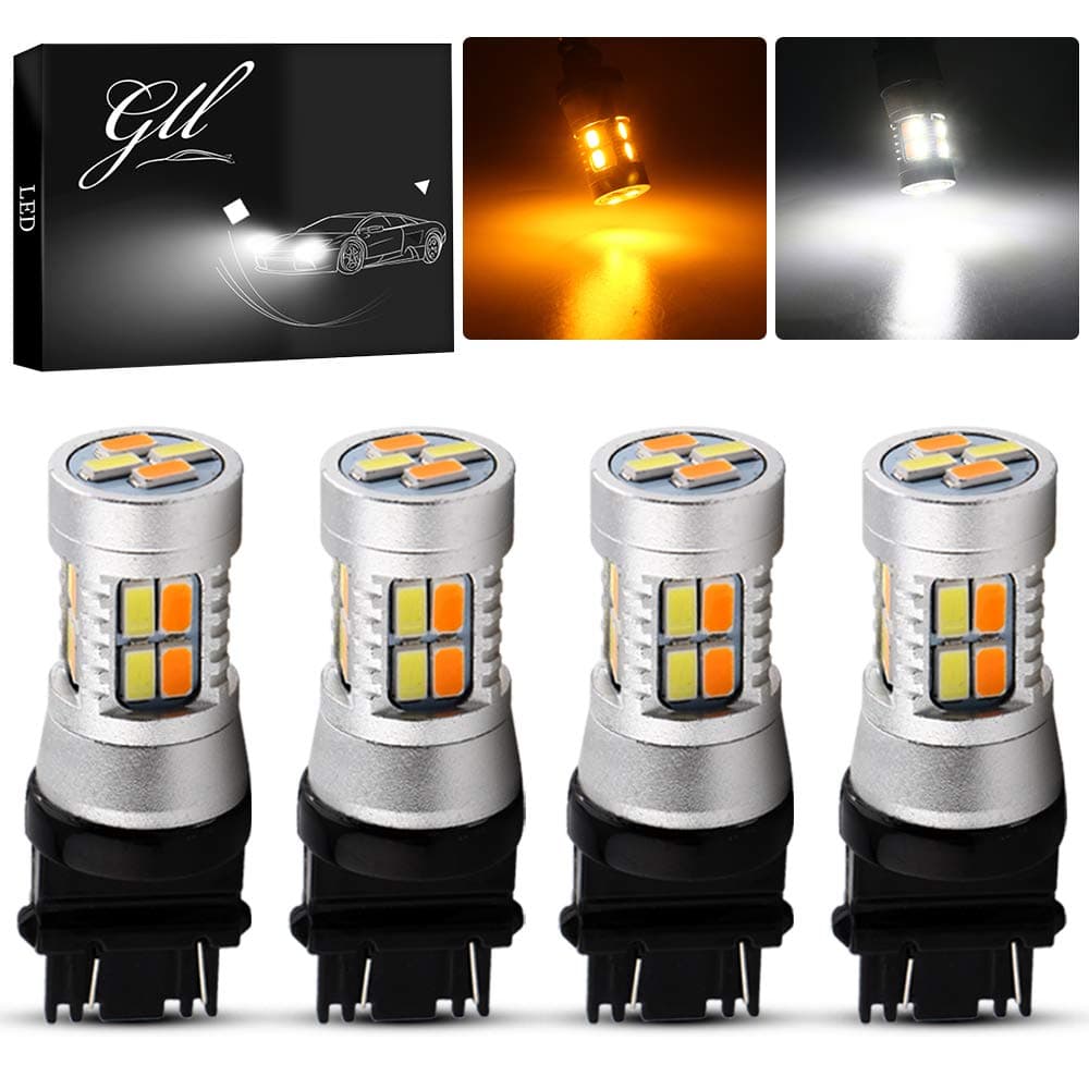 Grandview 3157 Amber/White Switchback Turn Signal LED Light Bulbs 12V LED Replacement Light 3457 3155 4057 4057 3047 3057-4pcs