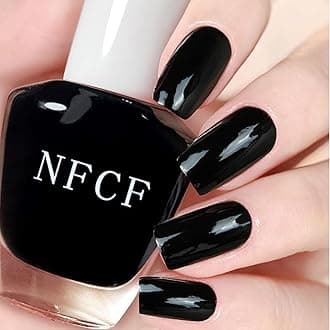 KAYZON Black Nail Polish - Nail Varnish Quick Dry & Long Lasting 12ml Nails Polish Water-Based Low Odor, Environmental Friendly Mild, Nail Paint for Nail Art Diy Manicure at Home