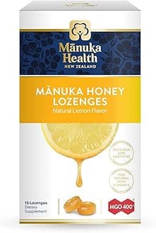 Manuka Health, MGO 400+ Manuka Honey Lozenges with Lemon, 15 lozenges, 2.66 oz, 100% Natural with Vitamin C