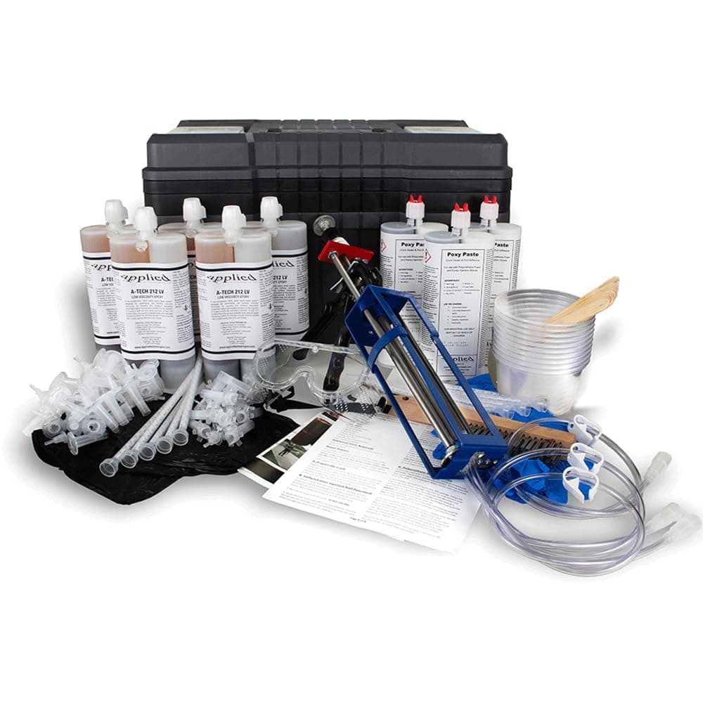 30ft Epoxy Foundation Wall Crack Repair Kit, A-Tech 212 LV Injection System, ASTM C-881 Structural Concrete Crack Repair, Basement Wall Leak Sealant & Foundation Concrete Filler, Tough Waterproof Seal