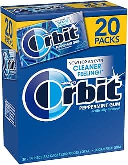 (20 Pack) Gum Peppermint Sugar Free Chewing Gum Bulk Pack, 14 Piece