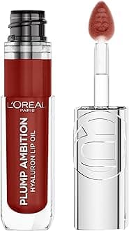 Plump Ambition Hyaluron Lip Oil, 24 HR Lip Gloss with Hyaluronic Acid, Volumizing Formula with Glass-Like Shine, Wine O'clock 485, 0.16 Fl Oz