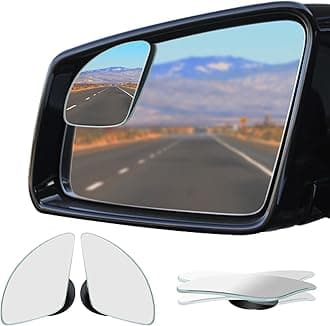 Ampper Blind Spot Mirror, Frameless HD Glass Convex Wide Angle Stick on Blindspot Mirror Rearview Car Mirror for Car SUV and Truck (Fan, Large, Pack of 2)