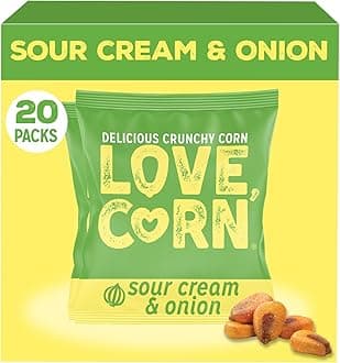 LOVE CORN Sour Cream & Onion 0.7oz x 20 Bags - Delicious Crunchy Corn - Healthy Family Snacks - Gluten Free, Kosher, NON-GMO - Alternative for Chips, Nuts, Crackers & Pretzels - Perfect for