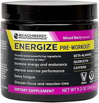 BODi Energize Pre Workout Powder - Beta-Alanine, Quercetin & Low-Dose Caffeine Formula for Enhanced Energy & Focus, Increase Energy & Endurance Supplement, Mixed Berry, 40 Servings