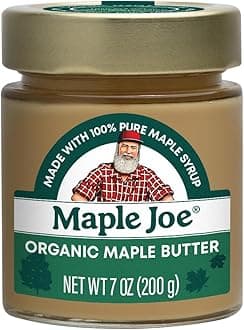 Maple Joe Organic Maple Butter Spread Made with 100% Natural Organic Grade A Syrup. Pure Cream Spread Sugar Candy Smooth & Creamy, Vegan, Fat-Free, Non-GMO, Non-Dairy, Gluten Free & Kosher Certified. 7oz / 200g. (1 pack)