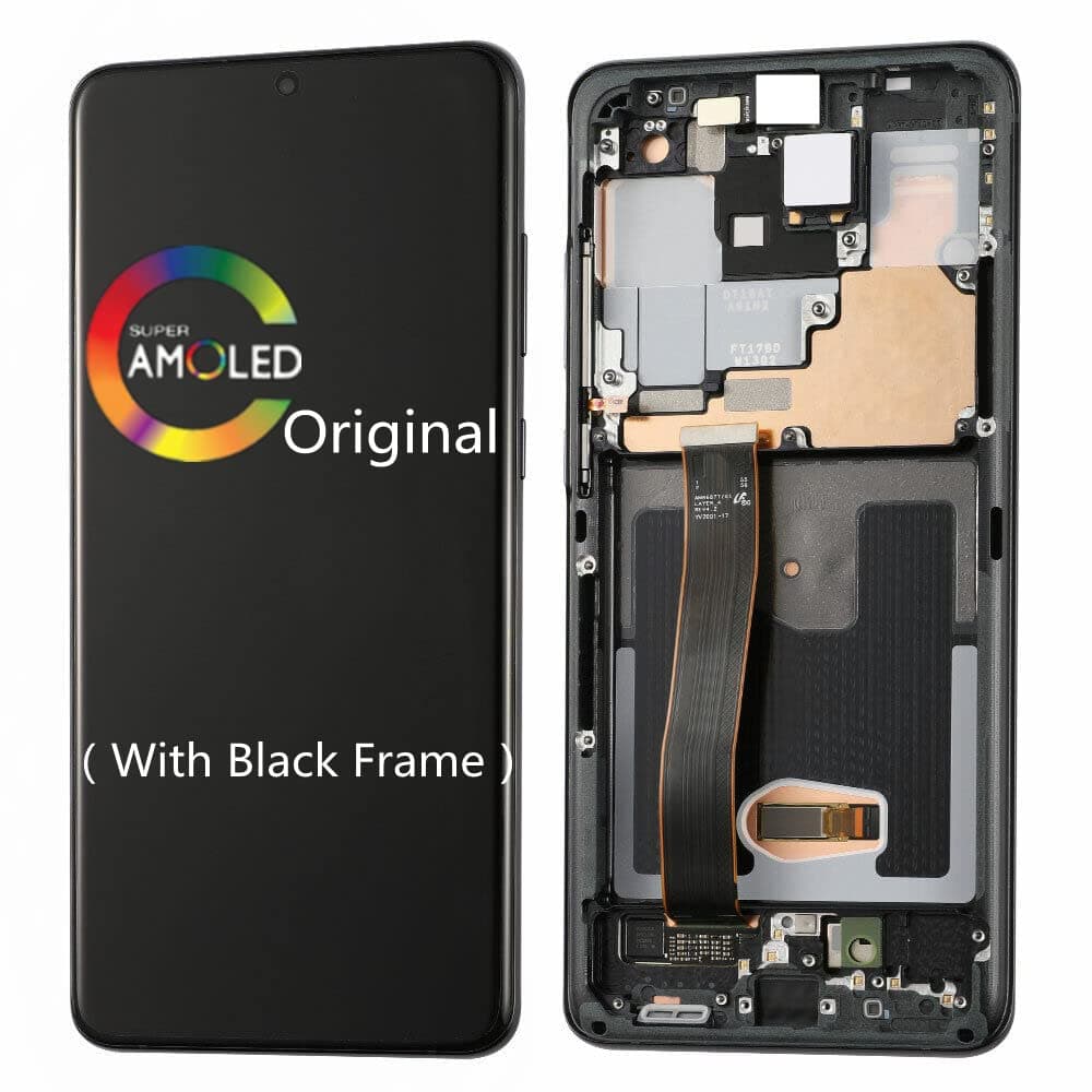 6.9" Original AMOLED for Samsung Galaxy S20 Ultra LCD Screen Replacement S20Ultra 5G G988 G988U G988BU1,G988W,G988B/DS Touch Screen Display Digitizer (with Black Frame)
