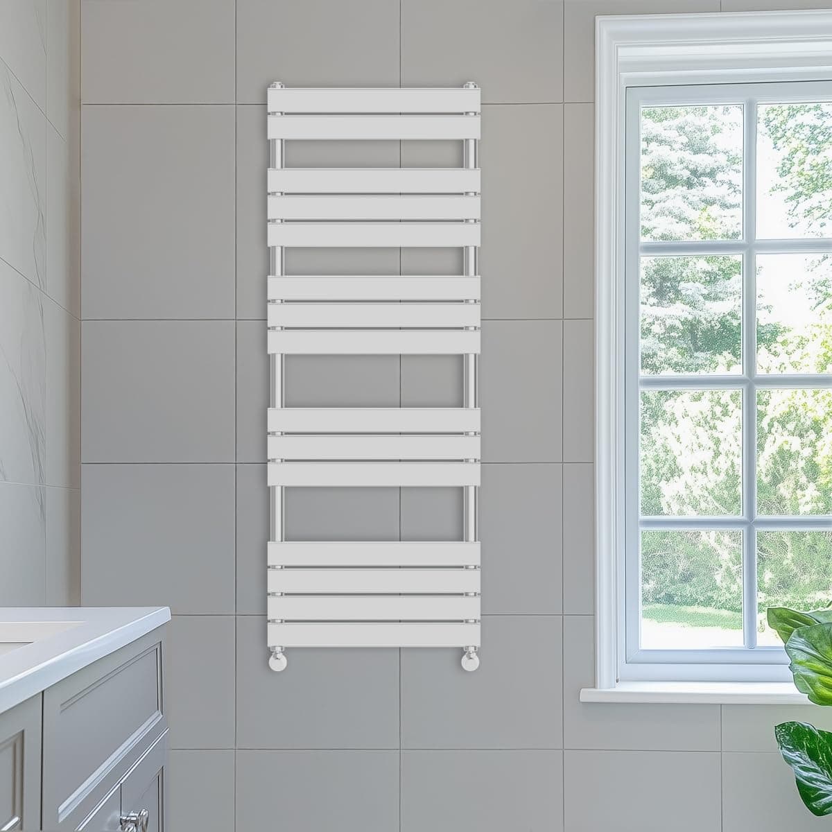 NRG 1600 x 600 mm Designer Flat Panel Heated Towel Rail Radiators Chrome Bathroom Radiator