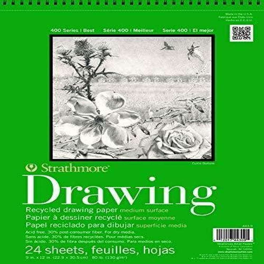 Strathmore400 Series Recycled Drawing Pad, Medium Surface, 11"x14" Wire Bound, 24 Sheets