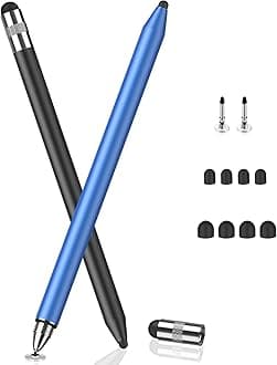 MEKO 3 in 1 Stylus Pens for Touch Screens, High Sensitivity & Precision Capacitive Stylus Pencil for Apple iPad iPhone Tablets Samsung Galaxy All Universal Touchscreen Devices (2 Pack-Black/Blue)